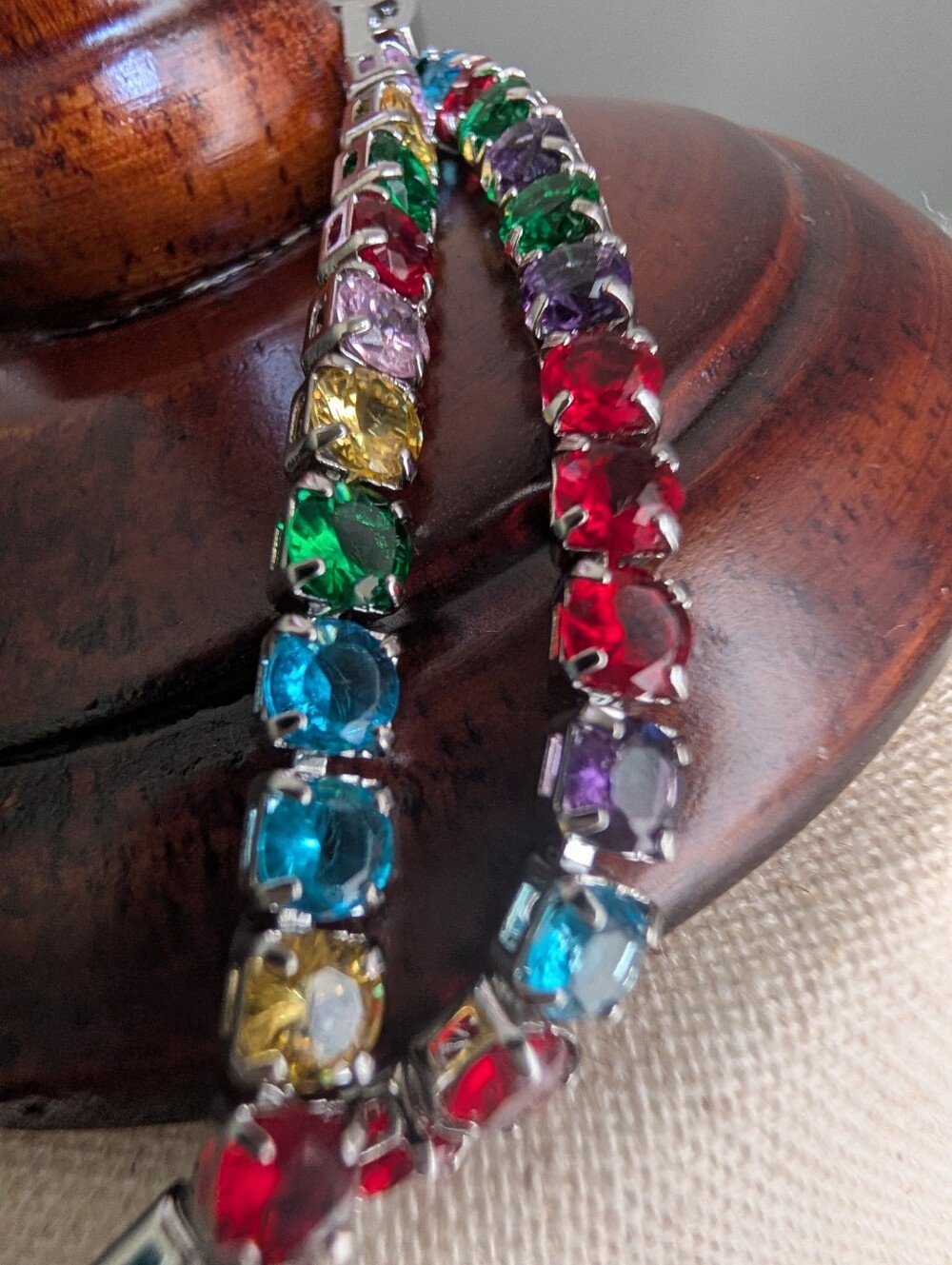 ๐ 2 (Two) - 7" Multicolor Rainbow Glass Crystal Tennis Bracelets ๐ - Picture 3 of 16